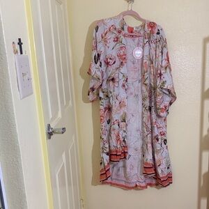 NWT UMGEE Floral Kimono with Pink and Orange Accents
